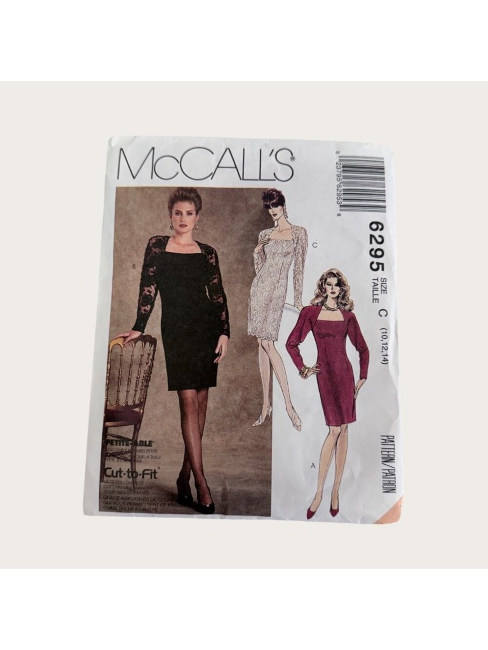 Vintage 1990s McCalls Sewing Pattern 6295 Misses Dress Size 10-14 Uncut
